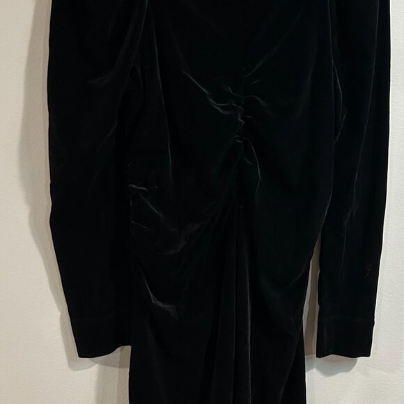 Ganni Velvet Jersey Gathered Mini Dress | Black / 44/US12 - Picture 6 of 11